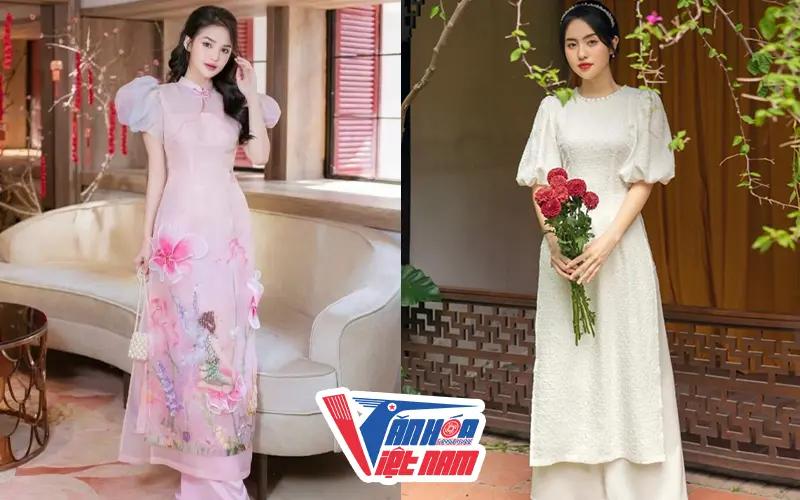 Áo dài Tết tay phồng