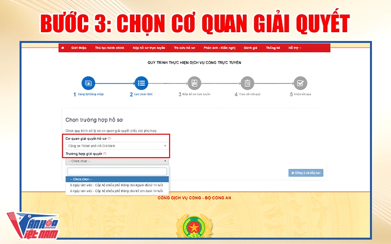 Chọn Cơ quan giải quyết