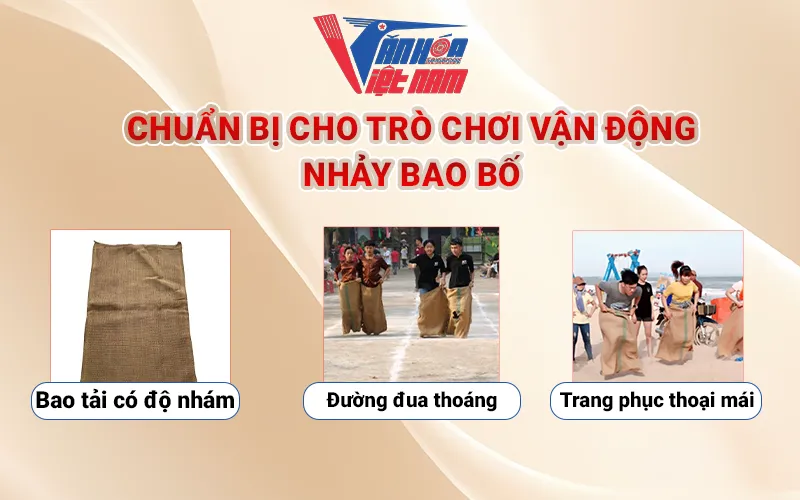 Chuẩn bị cho trò chơi vận động nhảy bao bố