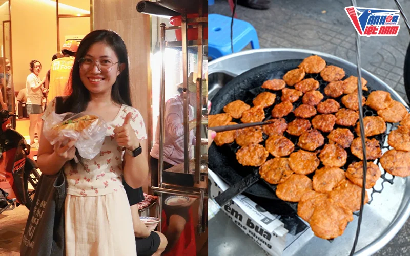 Chị Obey (30 tuổi) rất hào hứng để thử món bánh mì thịt nướng