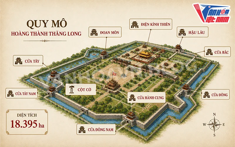 Quy mô Hoàng thành Thăng Long
