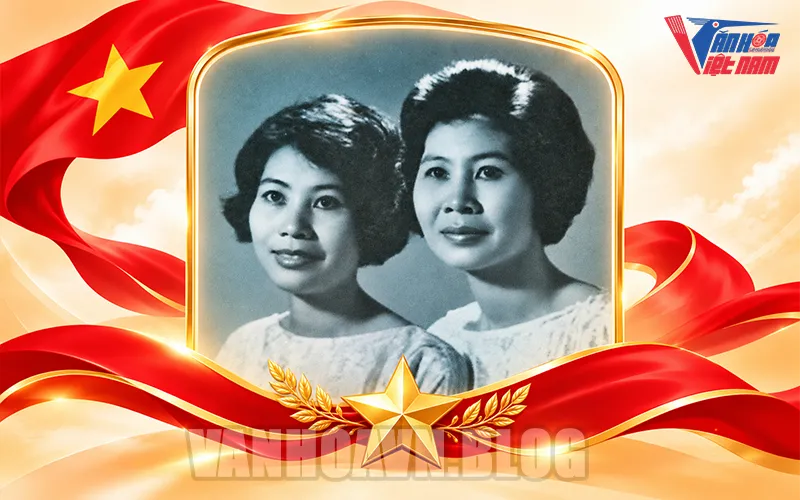 Hai chị em Mỹ Nhung (phải), Mỹ Linh (trái)